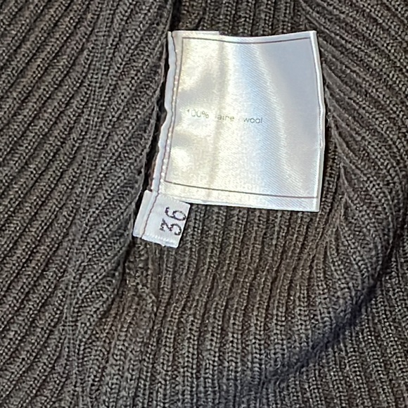 CHANEL sweater sz 36 brown ribbed top logo - Picture 4 of 5